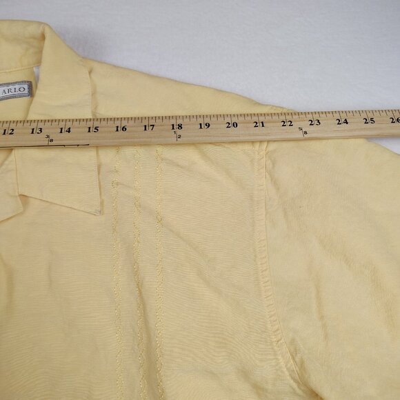 Monte Carlo Linen Blend Shirt Mens XL Yellow Short Sleeve - Picture 6 of 7